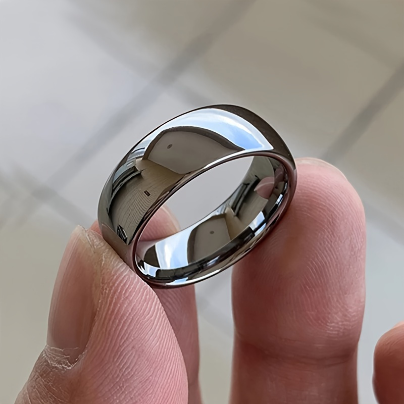 6mm Titanium Stainless Steel Men's Wedding Band Golden Tone Polished
